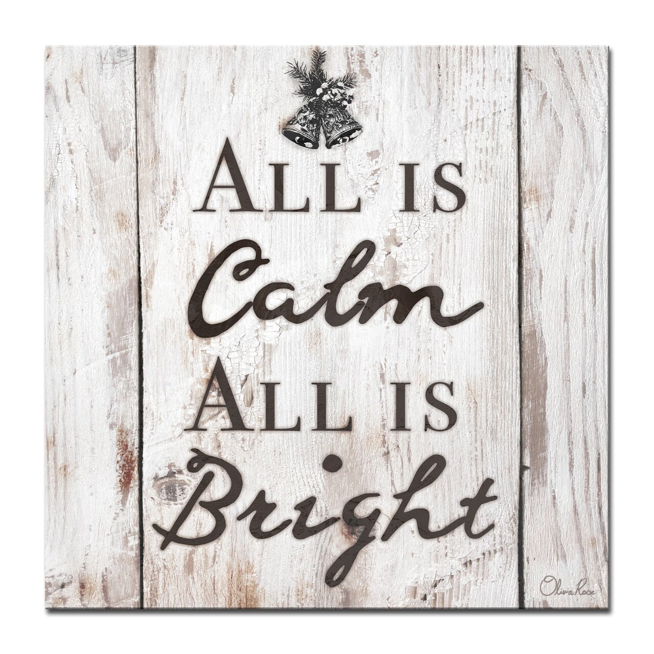 Crafted Creations Brown and Gray Christmas Silent Night Wrapped Square Wall Art Decor 12" x 12"
